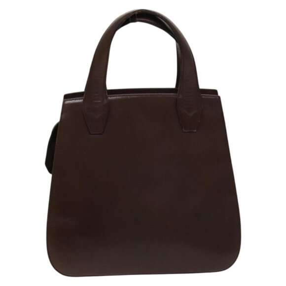 Salvatore Ferragamo Gancini Hand Bag Leather 2way Brown Gold Auth - Picture 3 of 16